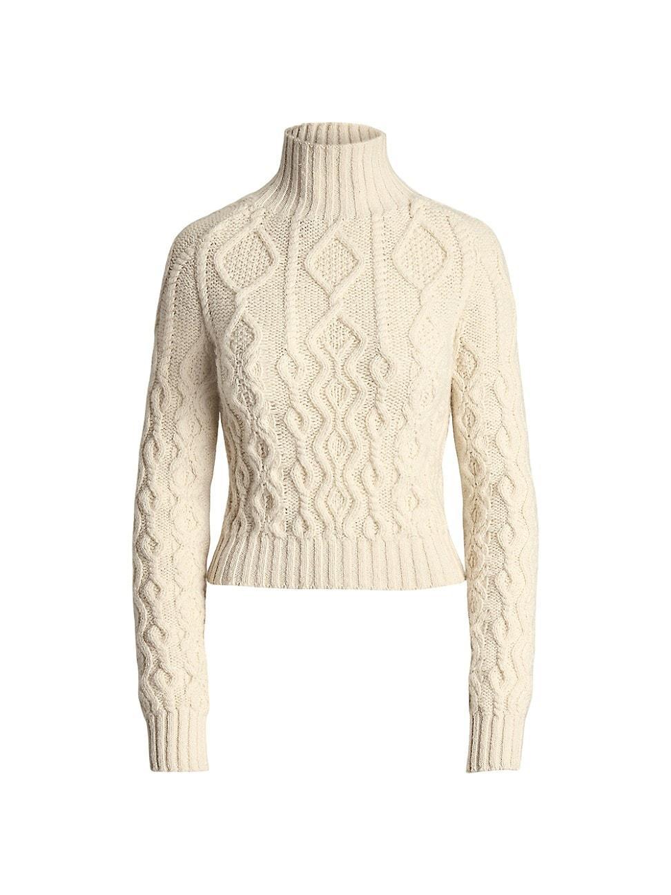 Womens Cashmere Aran-Knit Sweater product image