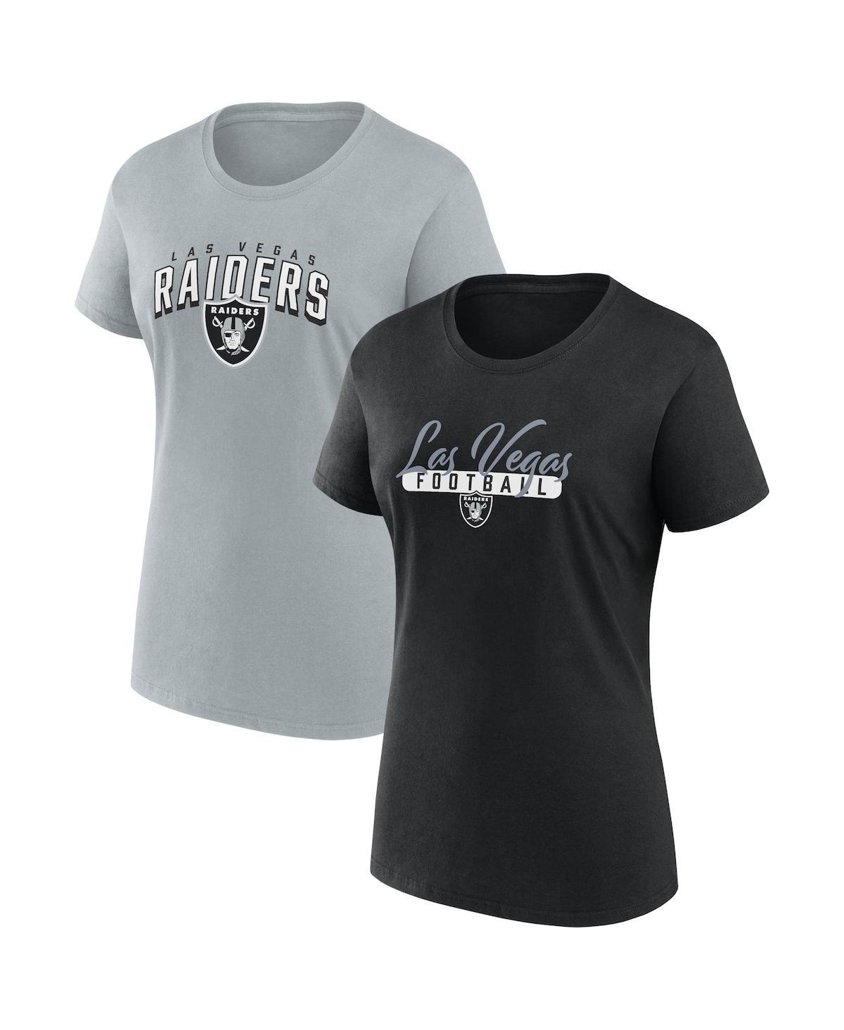 Womens Fanatics Branded Black/Gray Las Vegas Raiders Fan T-Shirt Combo Set Product Image