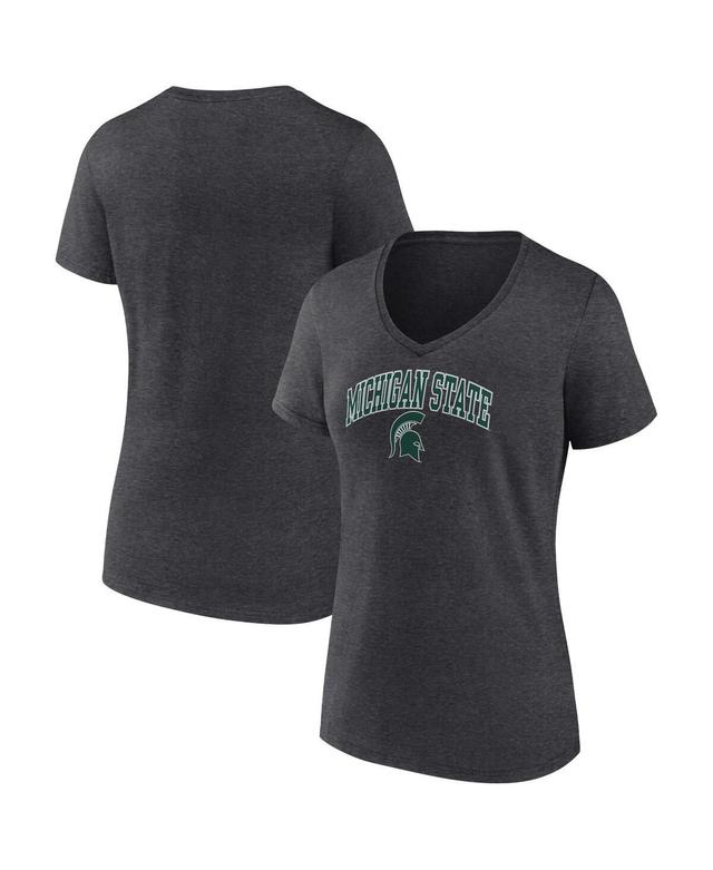 Womens Fanatics Heather Charcoal Michigan State Spartans Evergreen Campus V-Neck T-shirt Product Image