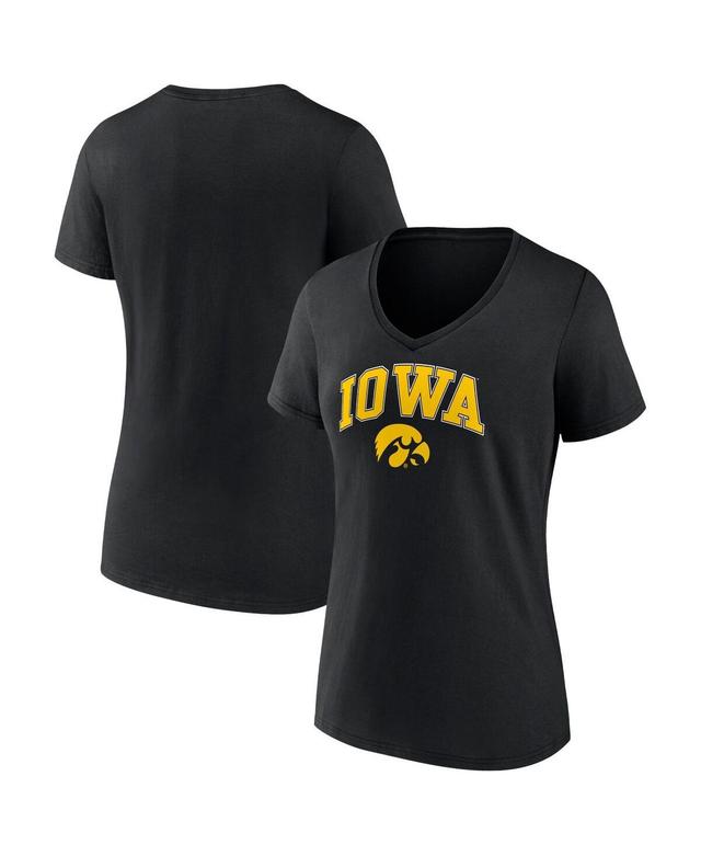 Womens Fanatics Branded Black Iowa Hawkeyes Evergreen Campus V-Neck T-shirt Product Image