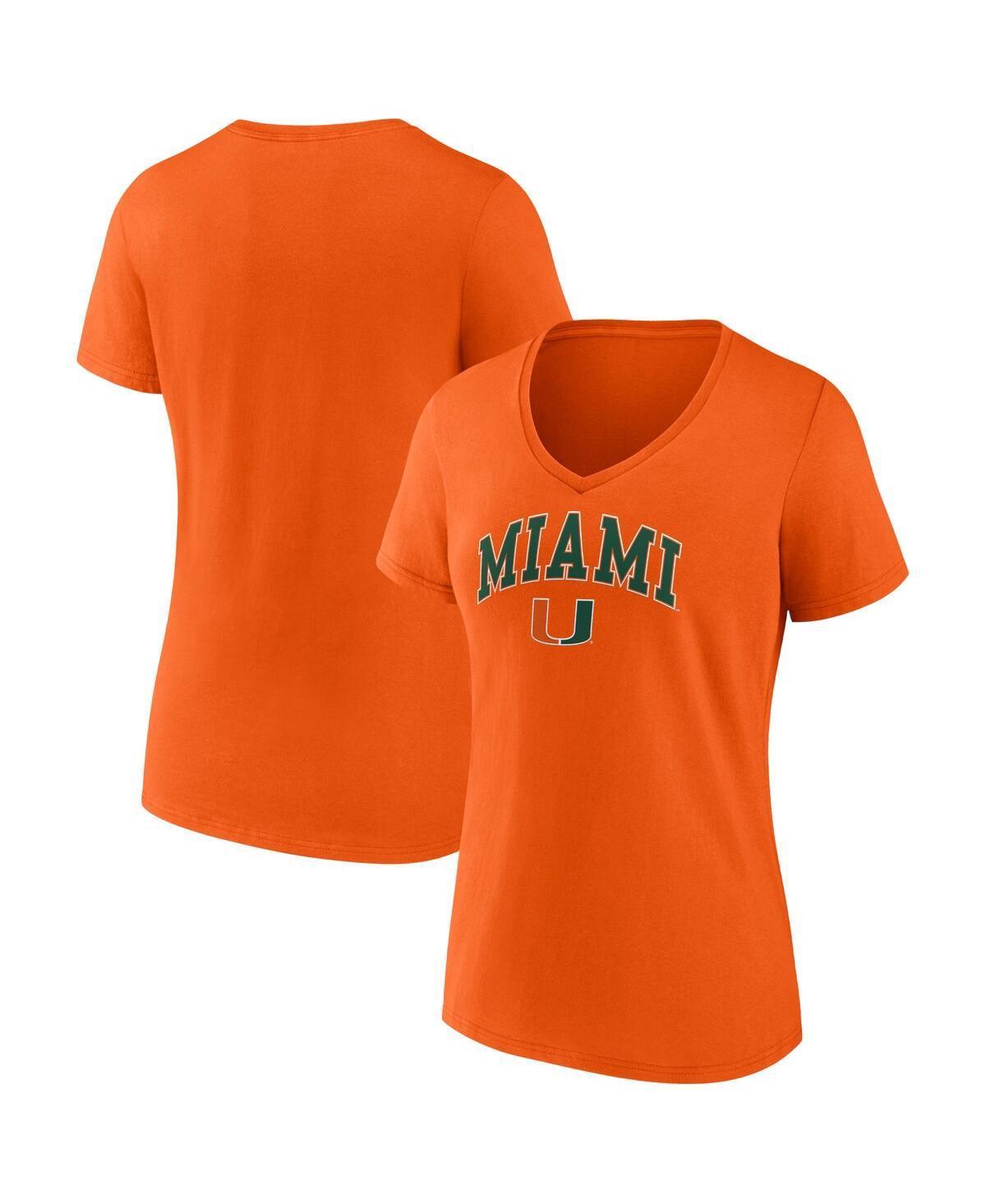 Womens Fanatics Branded Orange Miami Hurricanes Evergreen Campus V-Neck T-Shirt Product Image