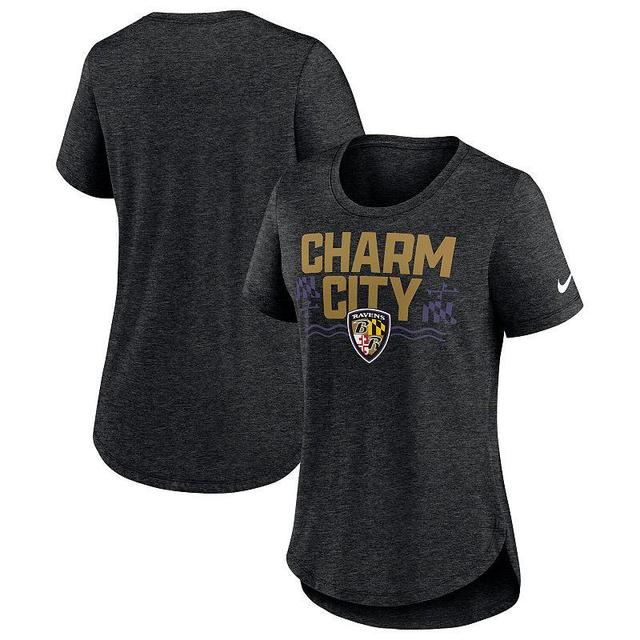 Womens Nike Heather Black Baltimore Ravens Local Fashion Tri-Blend T-Shirt Product Image