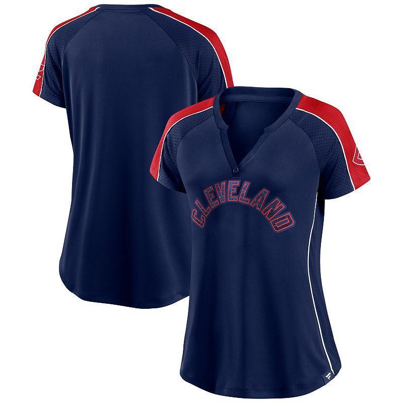 Womens Fanatics Branded /Red Cleveland Indians True Classic League Diva Pinstripe Raglan V-Neck T-Shirt Blue Product Image