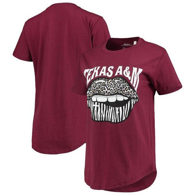 Womens Pressbox Maroon Texas A&M Aggies Wild Lips Core T-Shirt Product Image