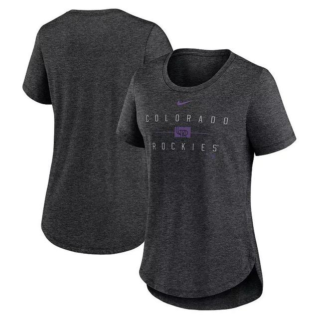 Womens Nike Heather Black Colorado Rockies Knockout Team Stack Tri-Blend T-shirt Product Image