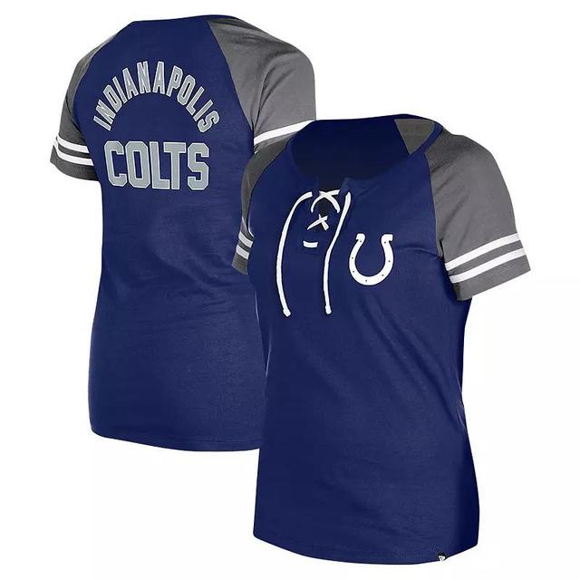 Womens New Era Royal Indianapolis Colts Lace-Up Raglan T-Shirt Product Image