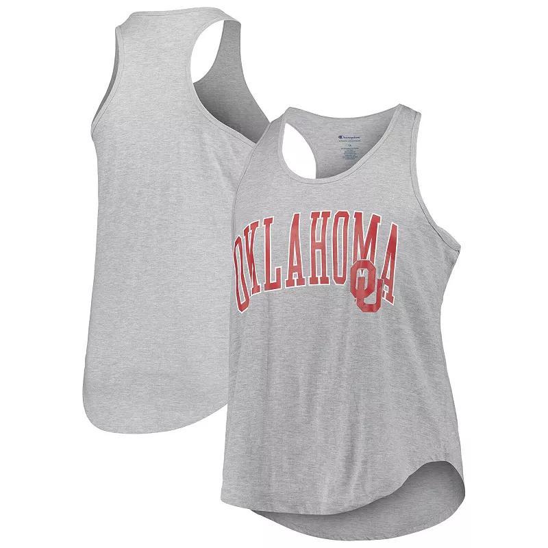 Womens Profile Heather Gray Oklahoma Sooners Arch Logo Racerback Scoop Neck Tank Top Product Image