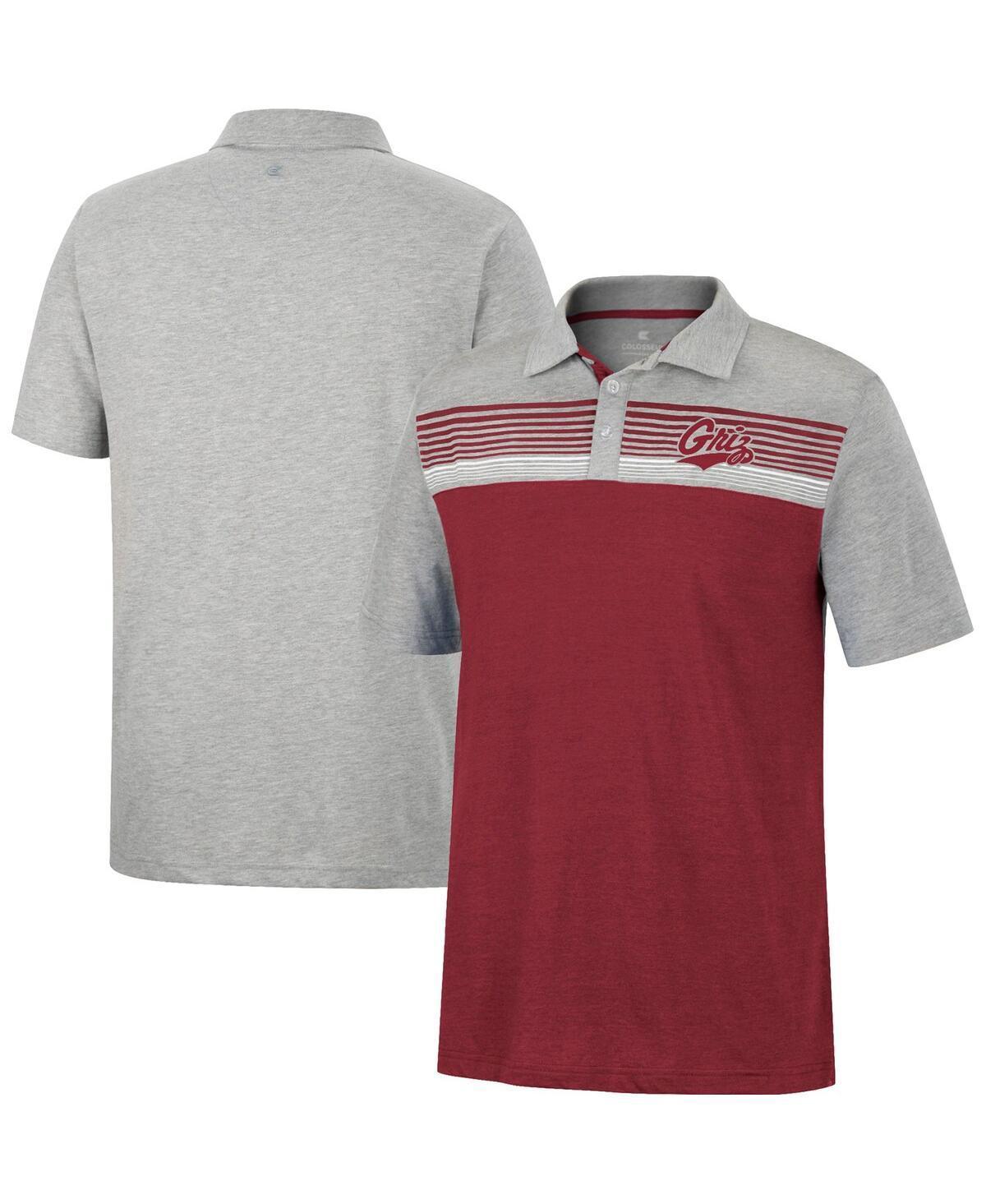 Mens Colosseum Maroon/Heather Gray Montana Grizzlies Caddie Lightweight Polo Product Image