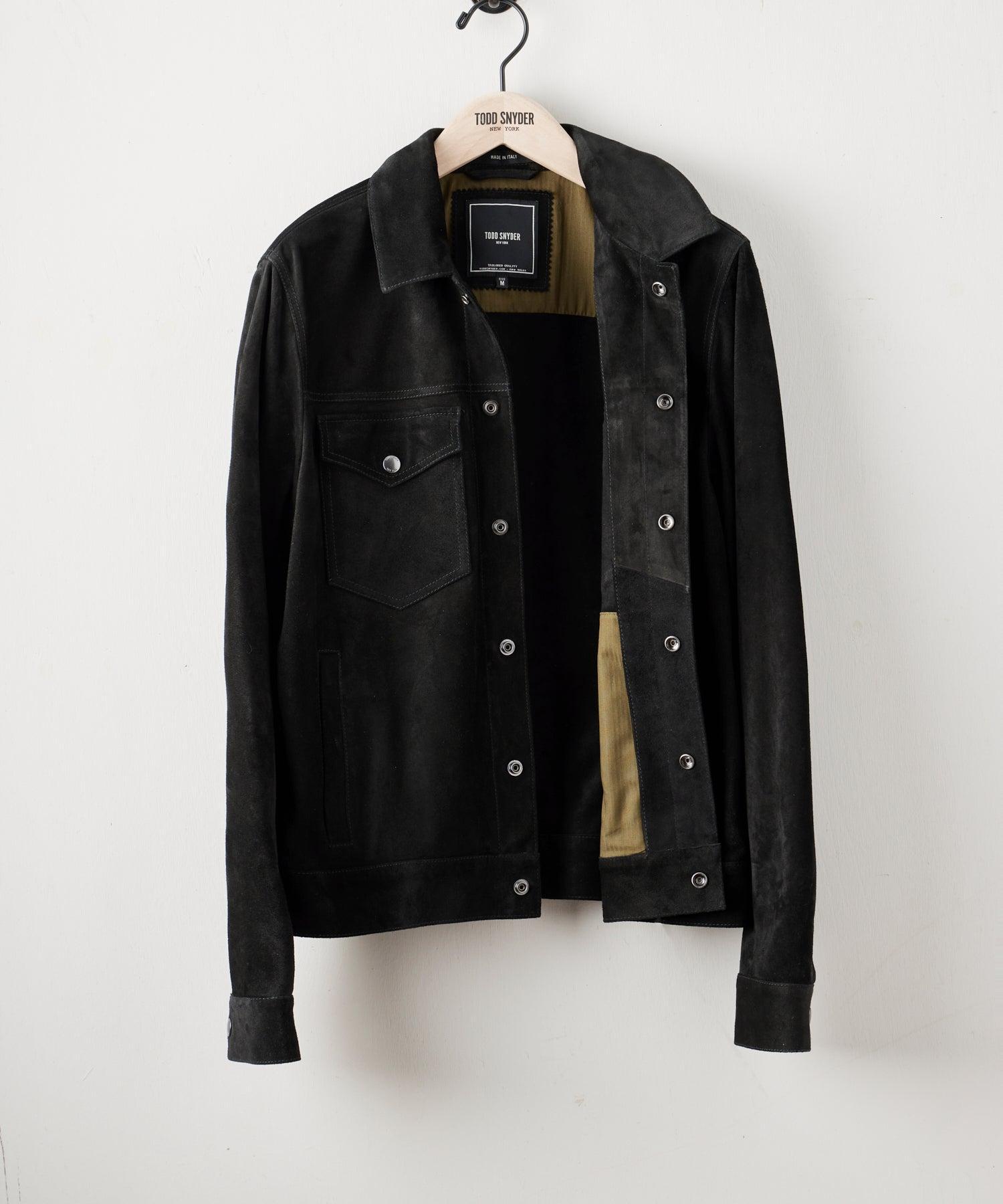 Italian Suede Snap Dylan Jacket in Black Product Image