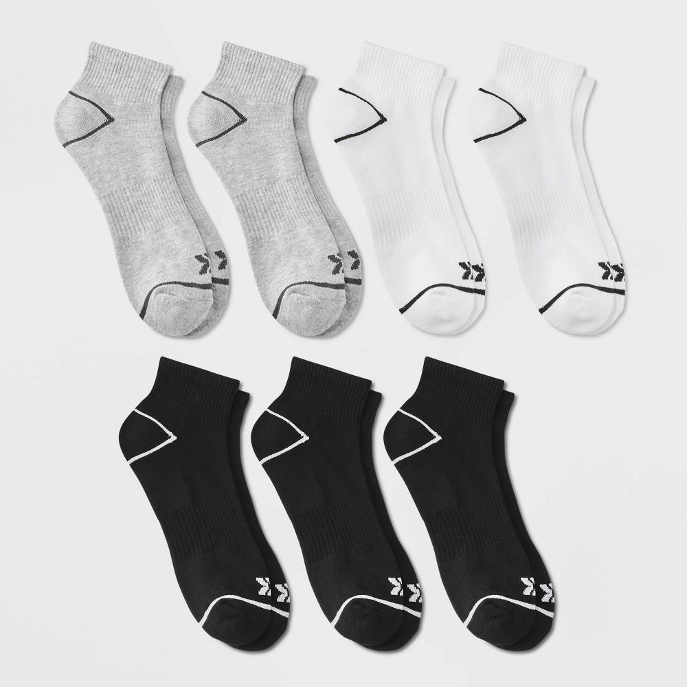 Mens Striped Ankle Socks 6+1pk - All in Motion /Gray/White 6-12 Product Image