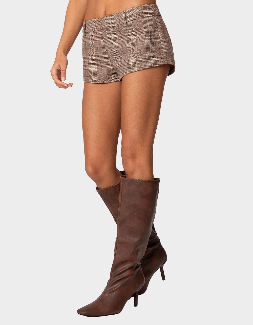 EDIKTED Phoeby Houndstooth Plaid Shorts Product Image