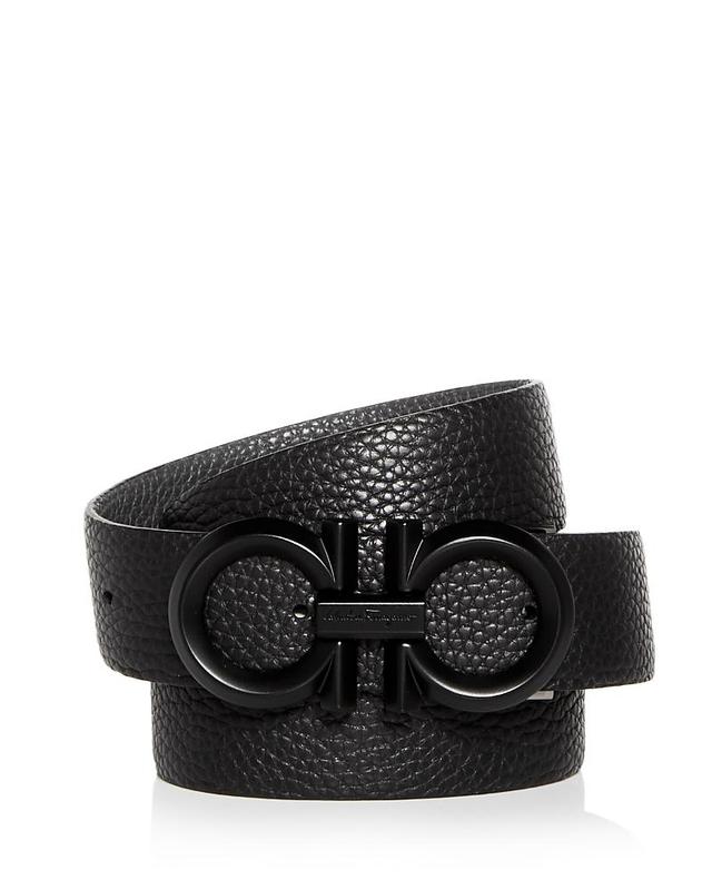 Mens Reversible Textured Leather Belt with Beveled Gancini Buckle Product Image