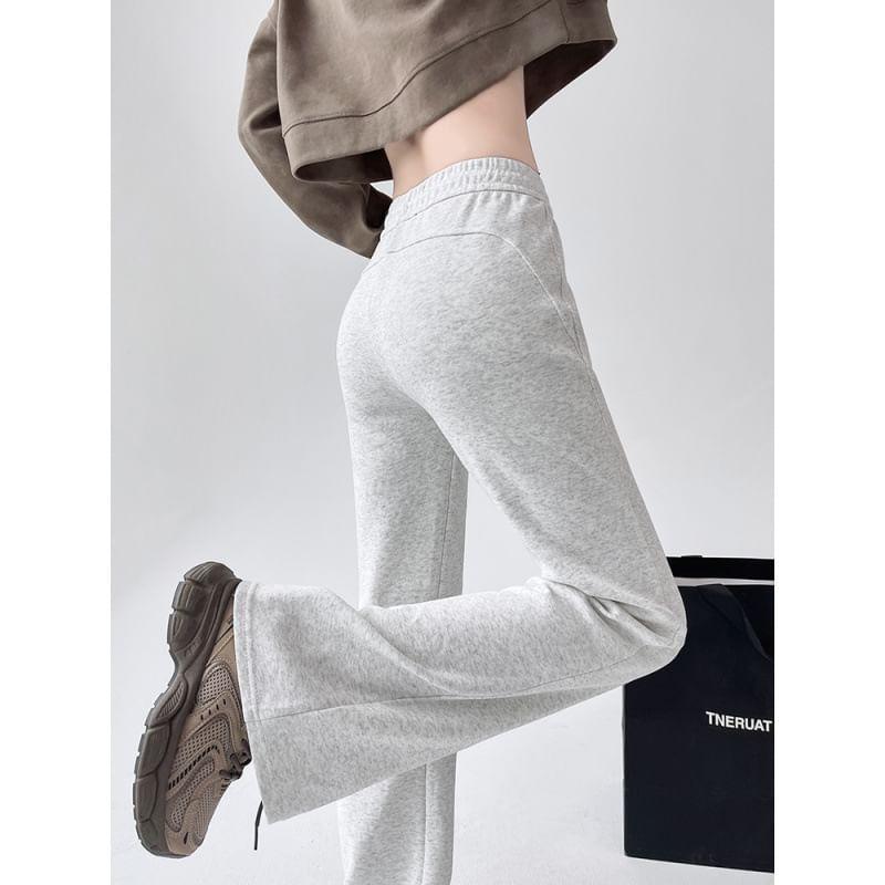 Drawstring Waist Plain Flared Sweatpants Product Image