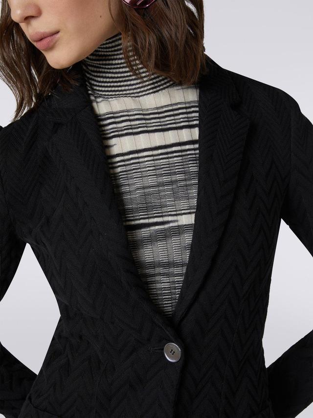 Raschel knit cotton and viscose blazer Black | Missoni Product Image