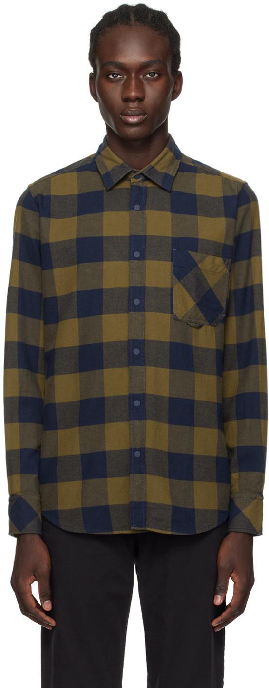 Khaki Checked Shirt In Open Green 368 Product Image