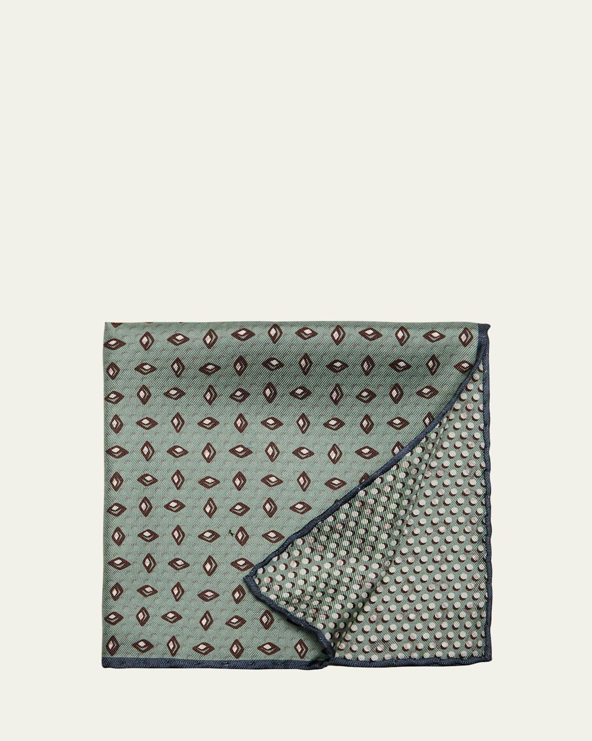 Mens Silk Geometric Double-Face Pocket Square Product Image