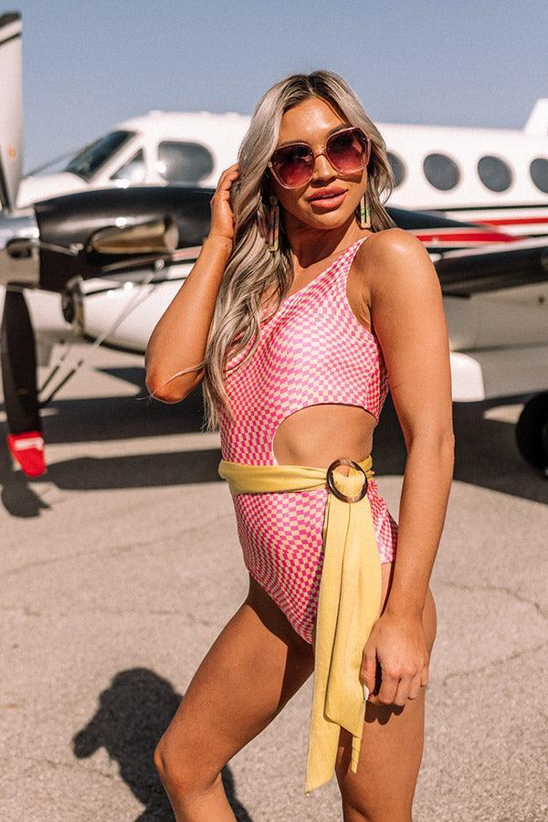 Yacht Cruise Cut Out One Piece Swimsuit in Pink Product Image