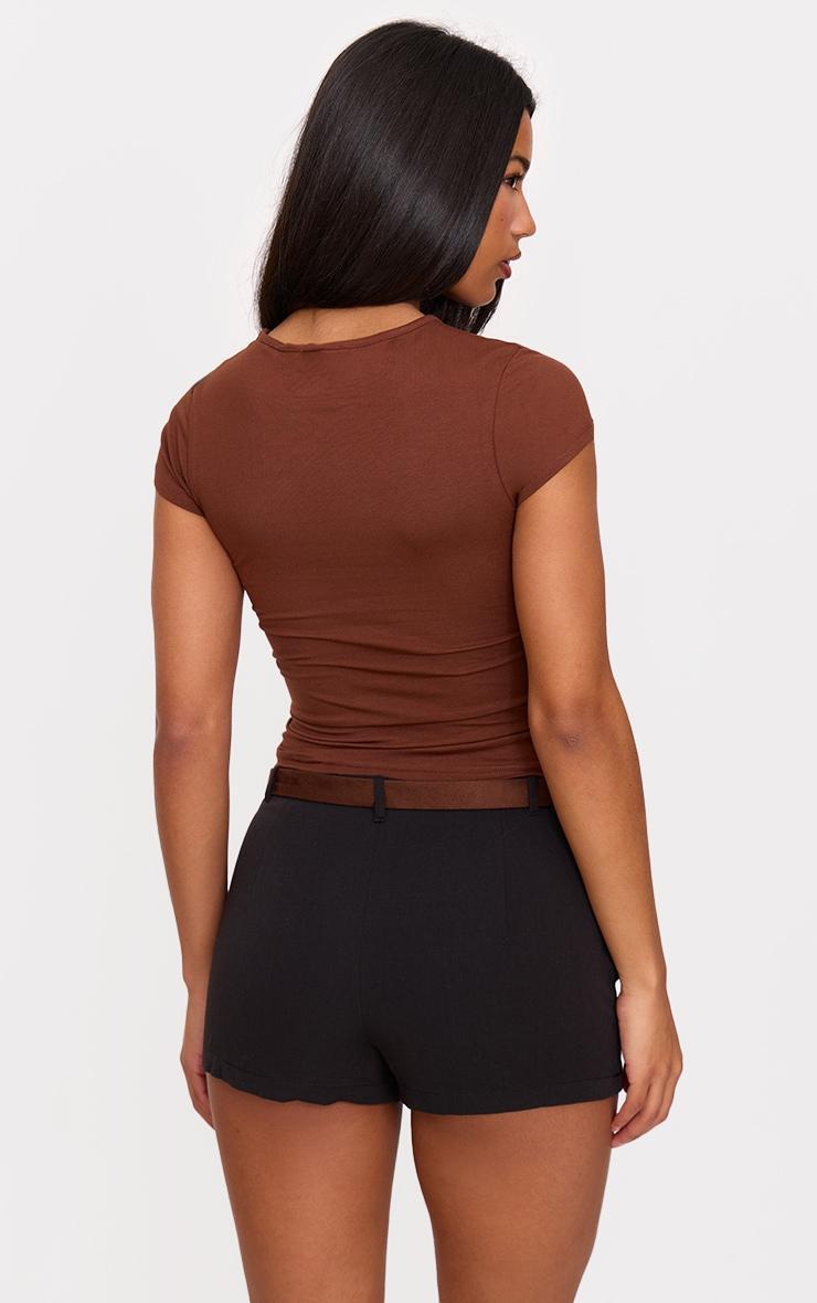 Chocolate Modal Cotton Longline Fitted T Shirt Product Image