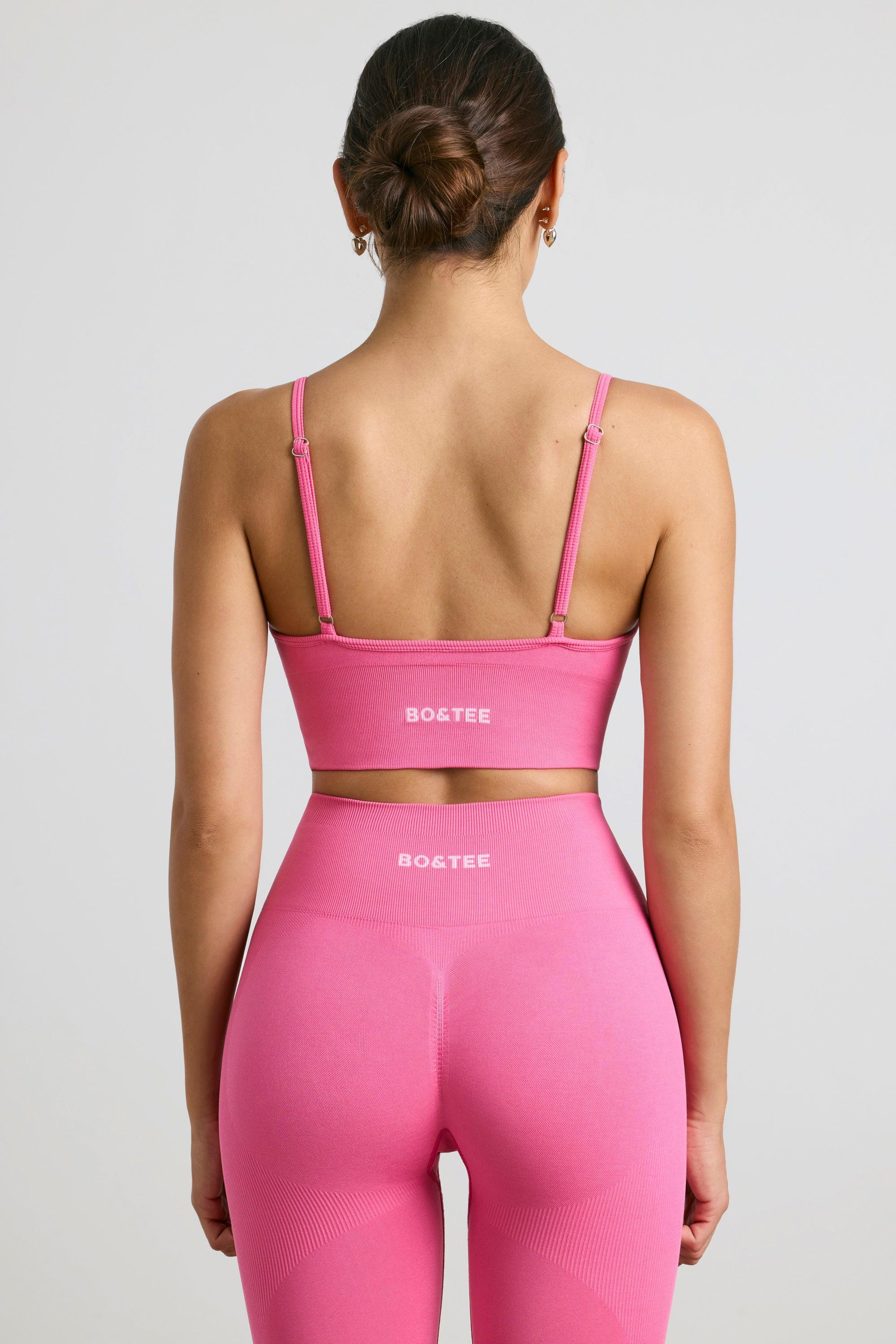 V-Neck Define Luxe Sports Bra in Hot Pink Product Image