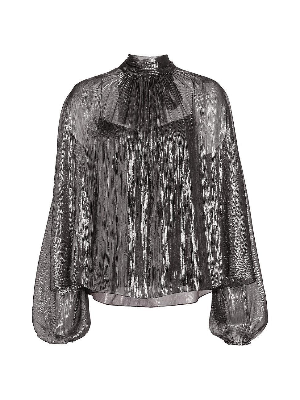 Womens Eloise Metallic Silk Chiffon Blouse Product Image