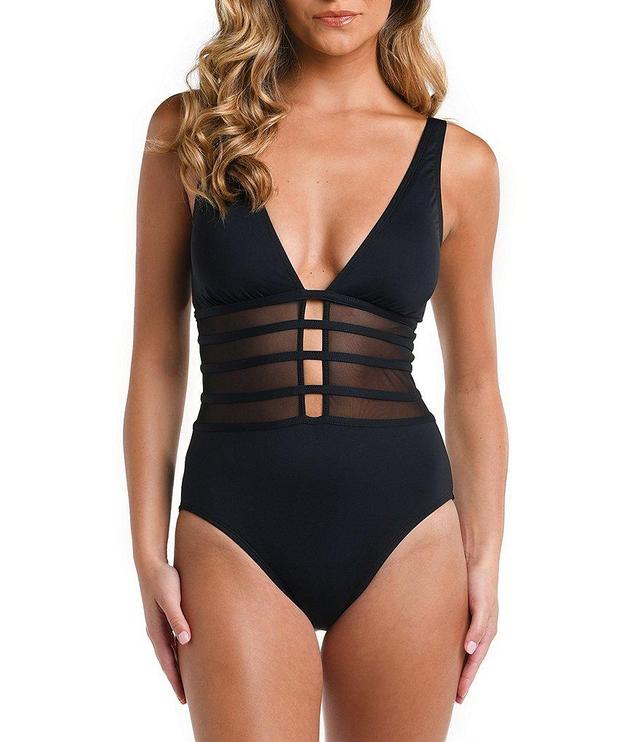 La Blanca Island Goddess Strappy Mesh One Piece Swimsuit Product Image