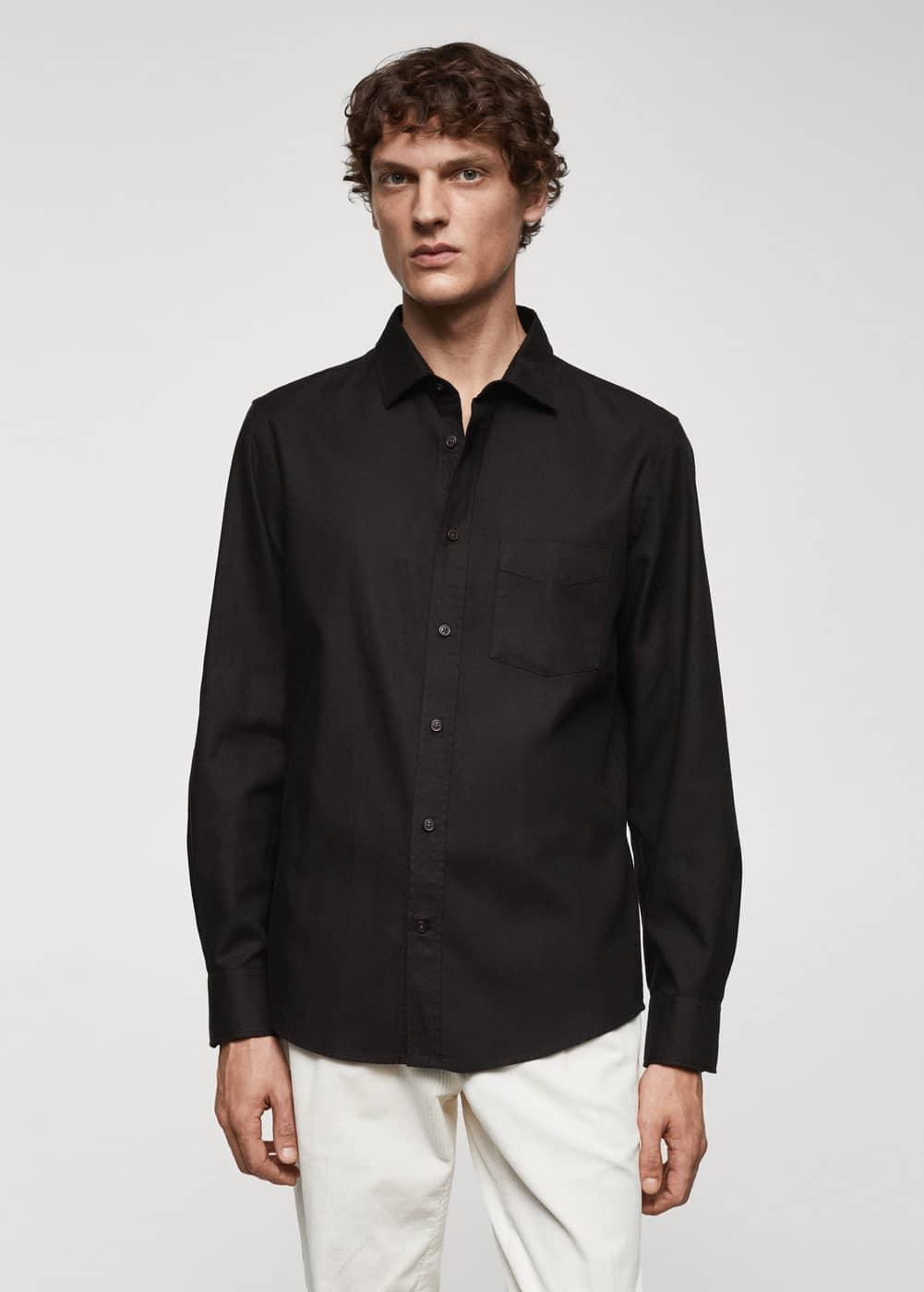 Mango Mens Brushed Cotton Twill Shirt Product Image