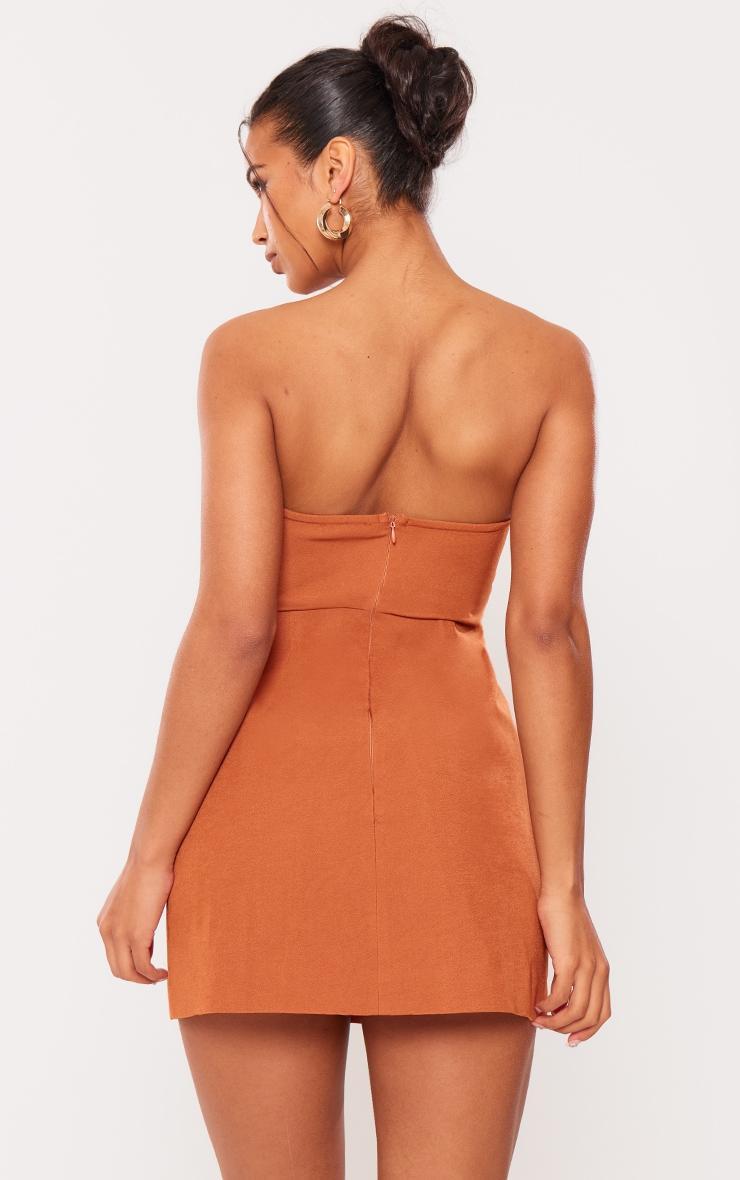 Rust Tailored Bandeau Pocket Detail Mini Dress Product Image