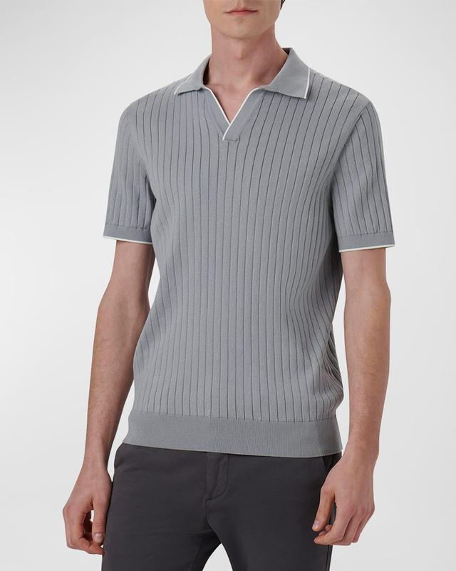 Mens Ribbed Sweater with Johnny Collar Product Image