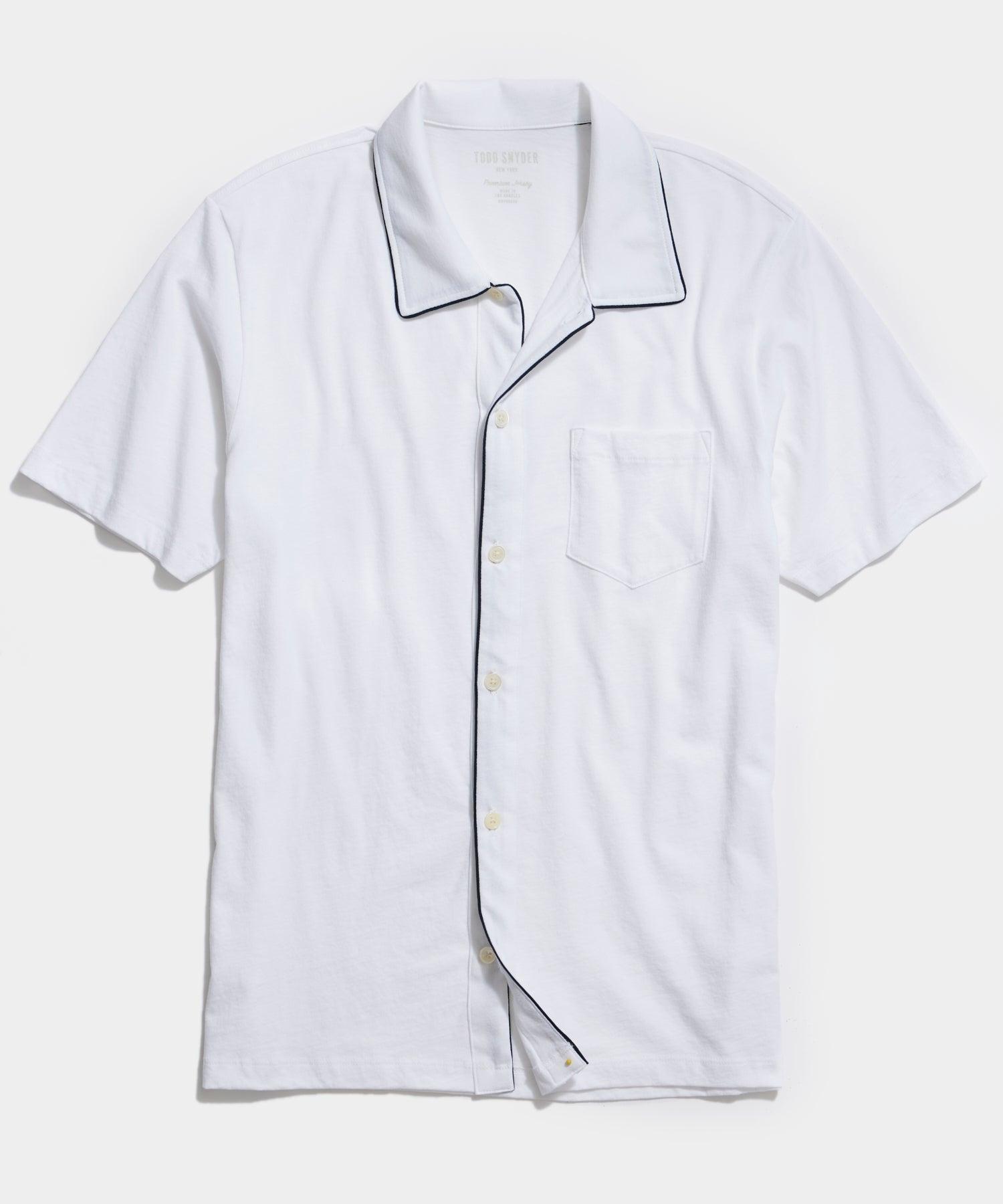 Made in L.A. Montauk Tipped Full Placket Polo in White Product Image