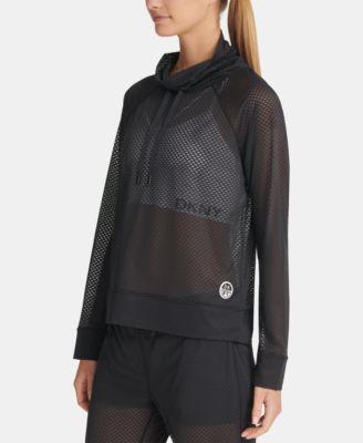 Dkny Sports Womens Honeycomb Mesh Funnel-Neck Pullover Top Product Image