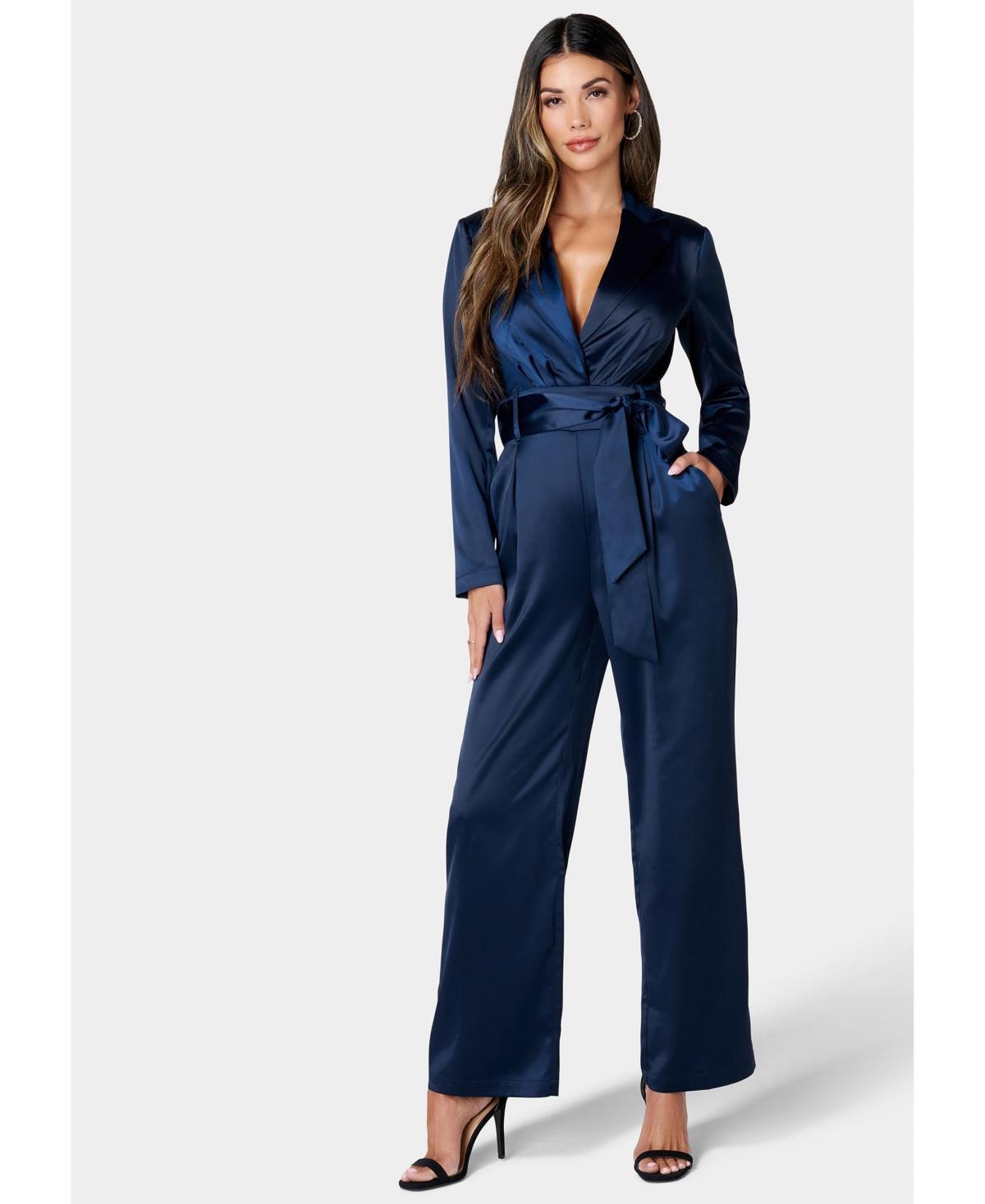 Bebe Womens Satin Blazer Jumpsuit Product Image