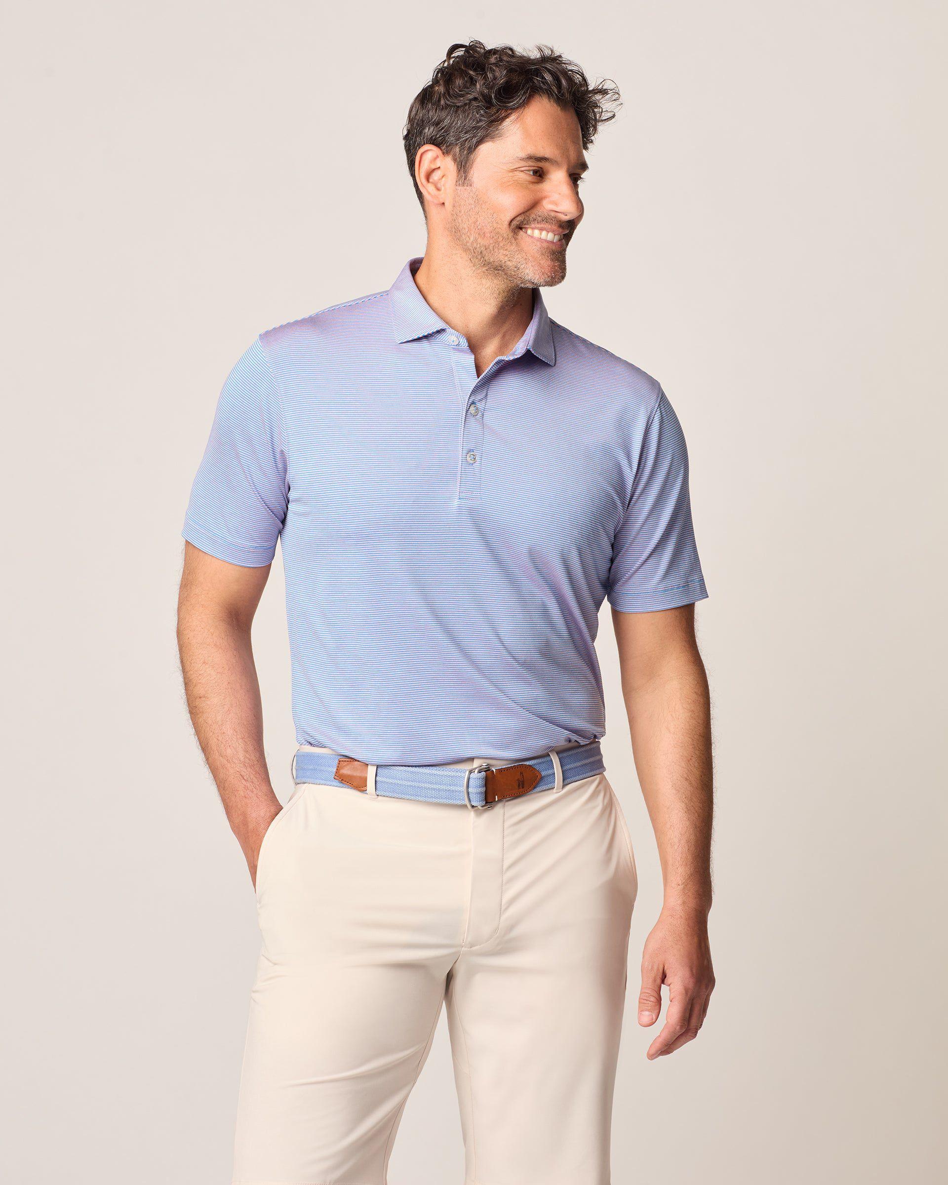 Lyndon Striped Jersey Performance Polo Male Product Image