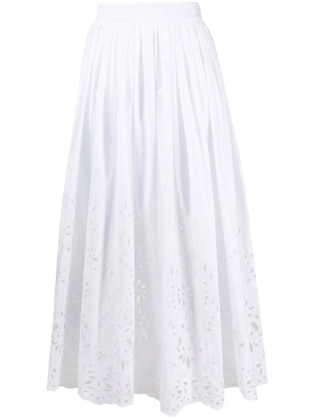 CHLOÉ Broderie Anglaise Cotton-poplin Long Skirt - Atterley In White Product Image