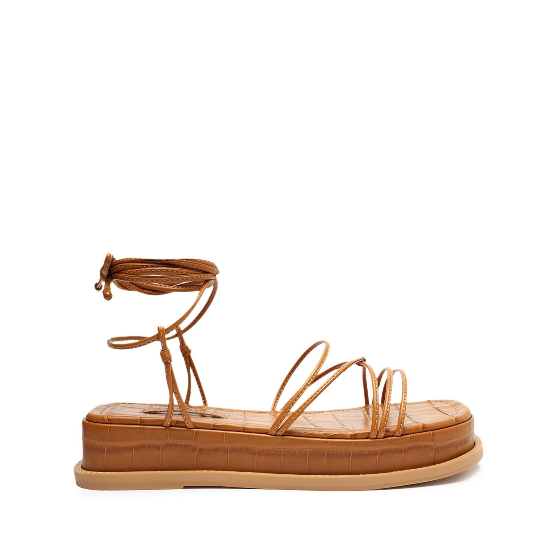 Athena Casual Sandal - 8 Golden Ochre Faux Leather Product Image