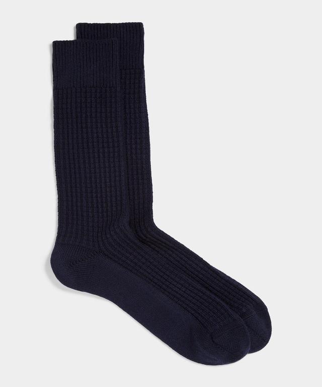 Cotton Waffle Sock in Navy Product Image