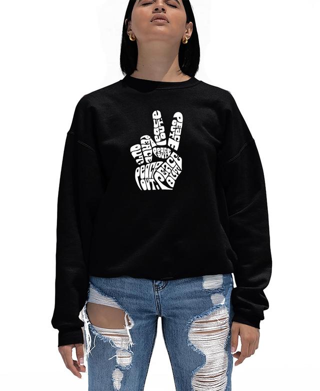 Womens Crewneck Word Art Peace Out Sweatshirt Top Product Image