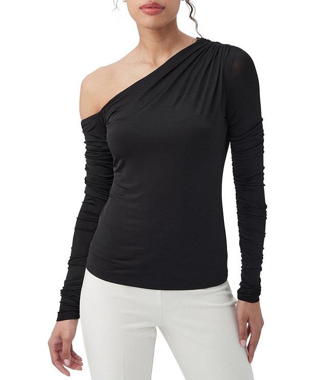 Trina Turk Marzah Slinky Jersey Asymmetrical Neck One Shoulder Long Sleeve Top Product Image