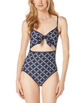 Michael Michael Kors Womens Printed Cut-Out One-Piece Swimsuit Product Image