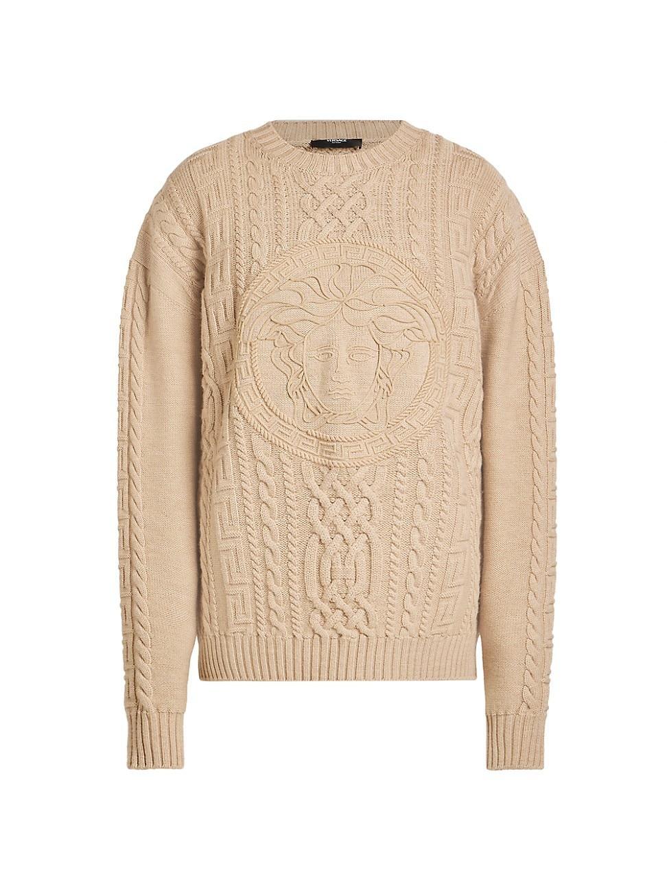 Mens Cable Knit Medusa Sweater Product Image