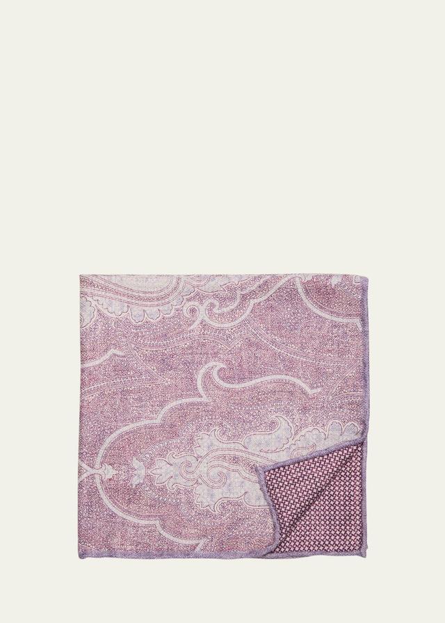 Mens Large Paisley-Print Silk Pocket Square Product Image