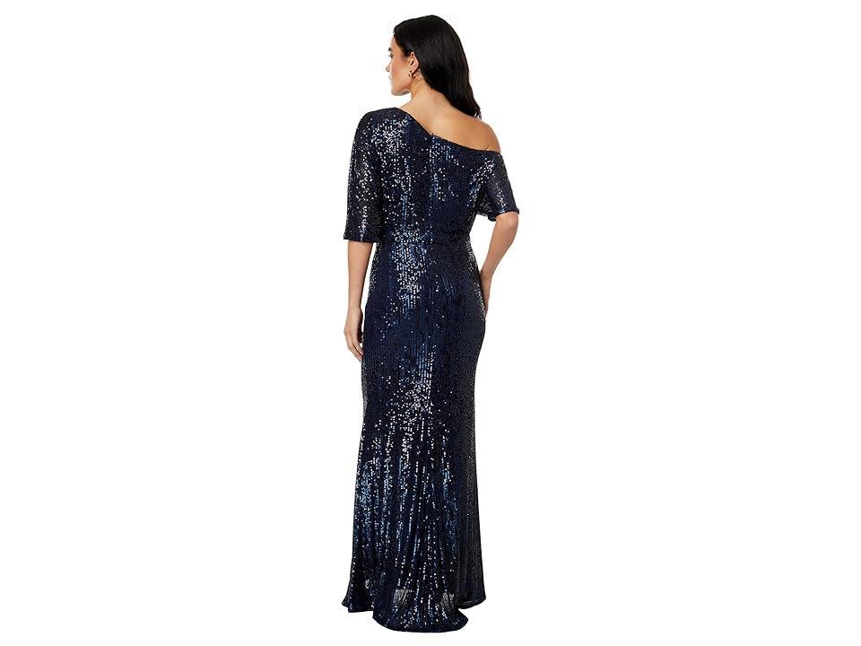 Betsy & Adam Sequin One-Shoulder Gown Product Image