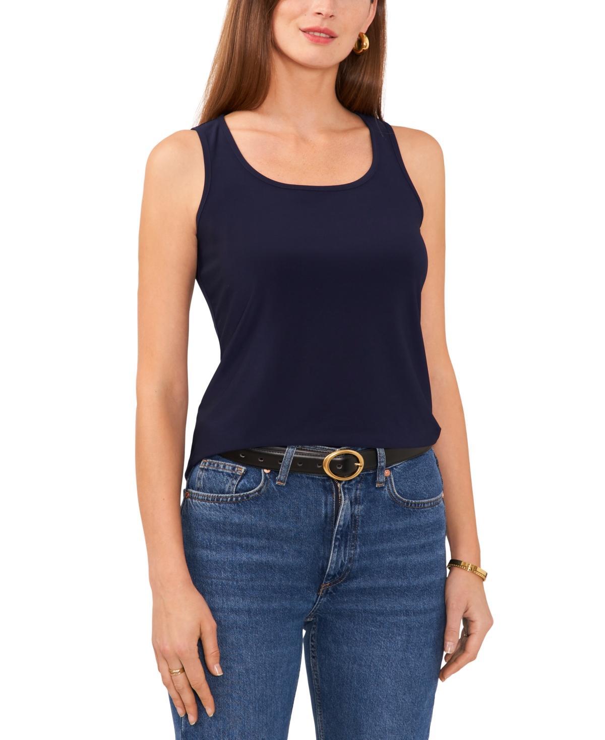 Sam & Jess Womens Square-Neck Keyhole Split-Hem Sleeveless Top Product Image