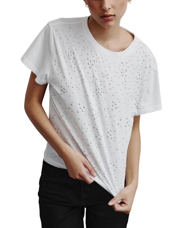 Dkny Jeans Womens Scattered-Dome-Studs Boxy T-Shirt - Wtl - Wht Product Image