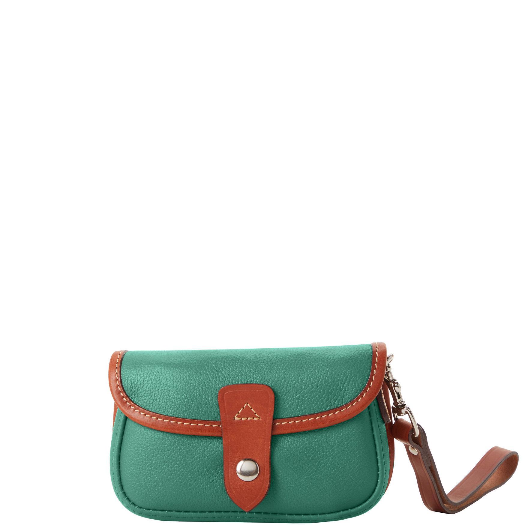 Dooney & Bourke Womens Oncour Twist Flap Leather Wristlet in Fir Product Image