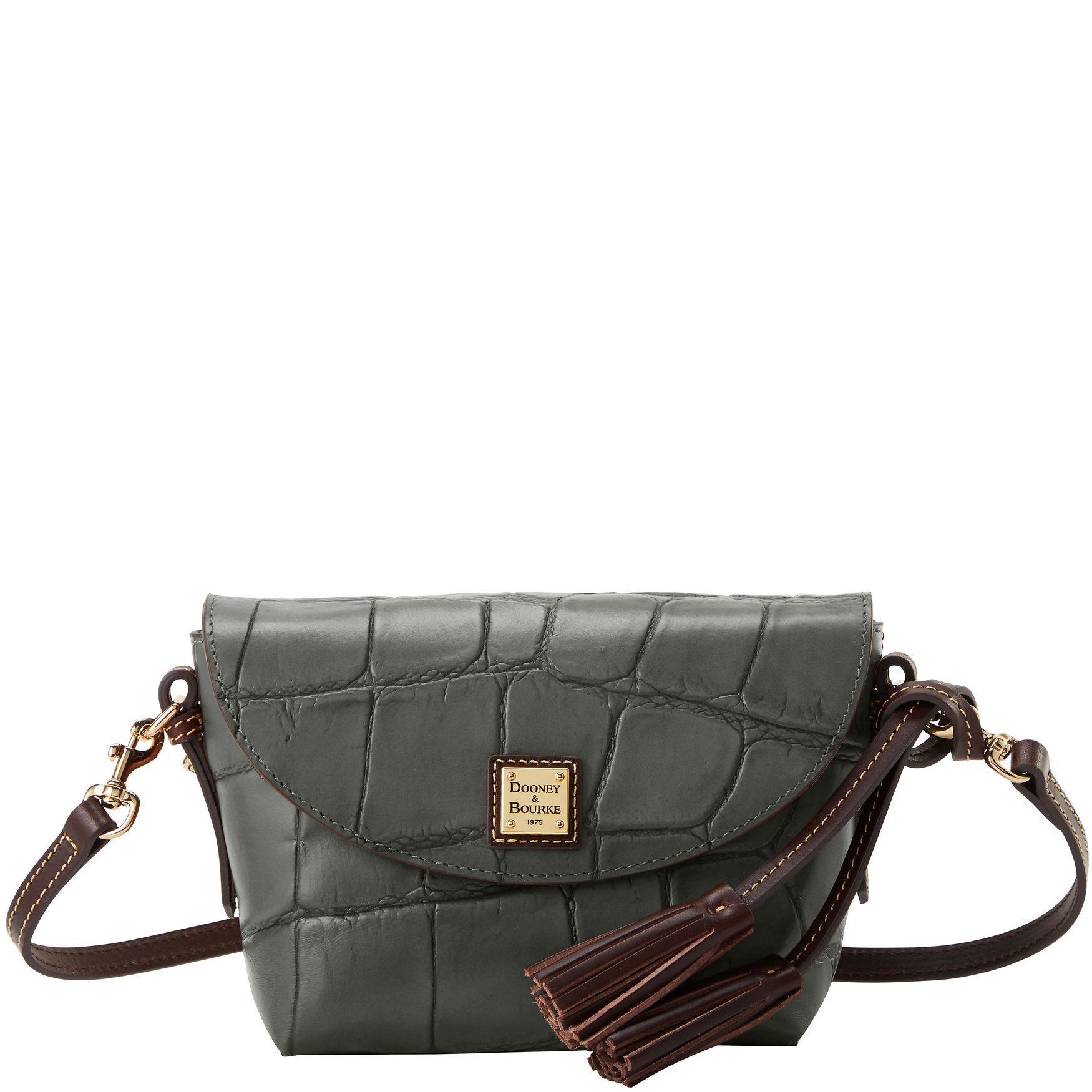 Dooney & Bourke Womens Denison Leather Crossbody Saddle Bag in Smoke Grey Product Image