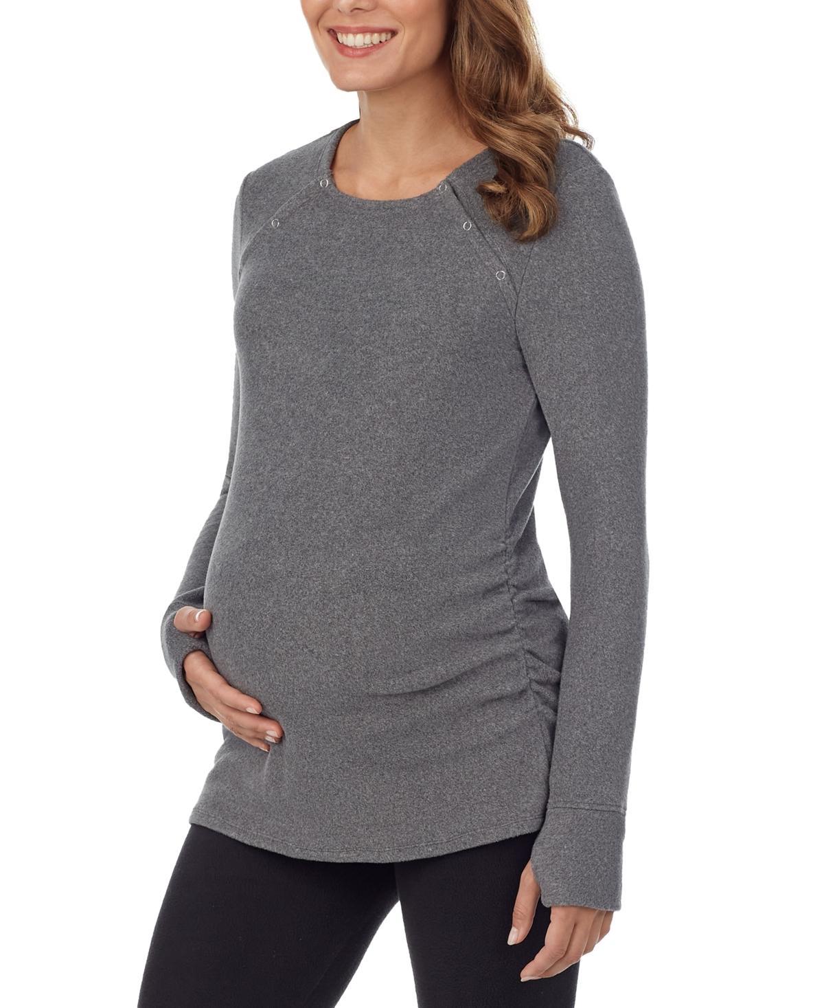 Maternity Cuddl Duds Fleecewear with Stretch Snap Front Crewneck Top, Womens Product Image