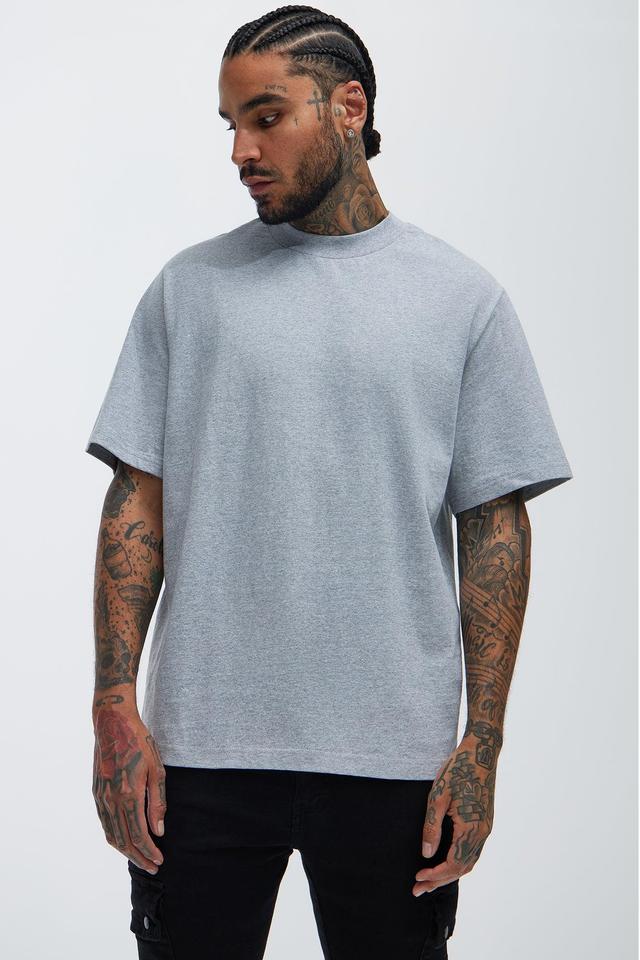 Oversized Heavyweight Short Sleeve Tee - Heather Grey Product Image