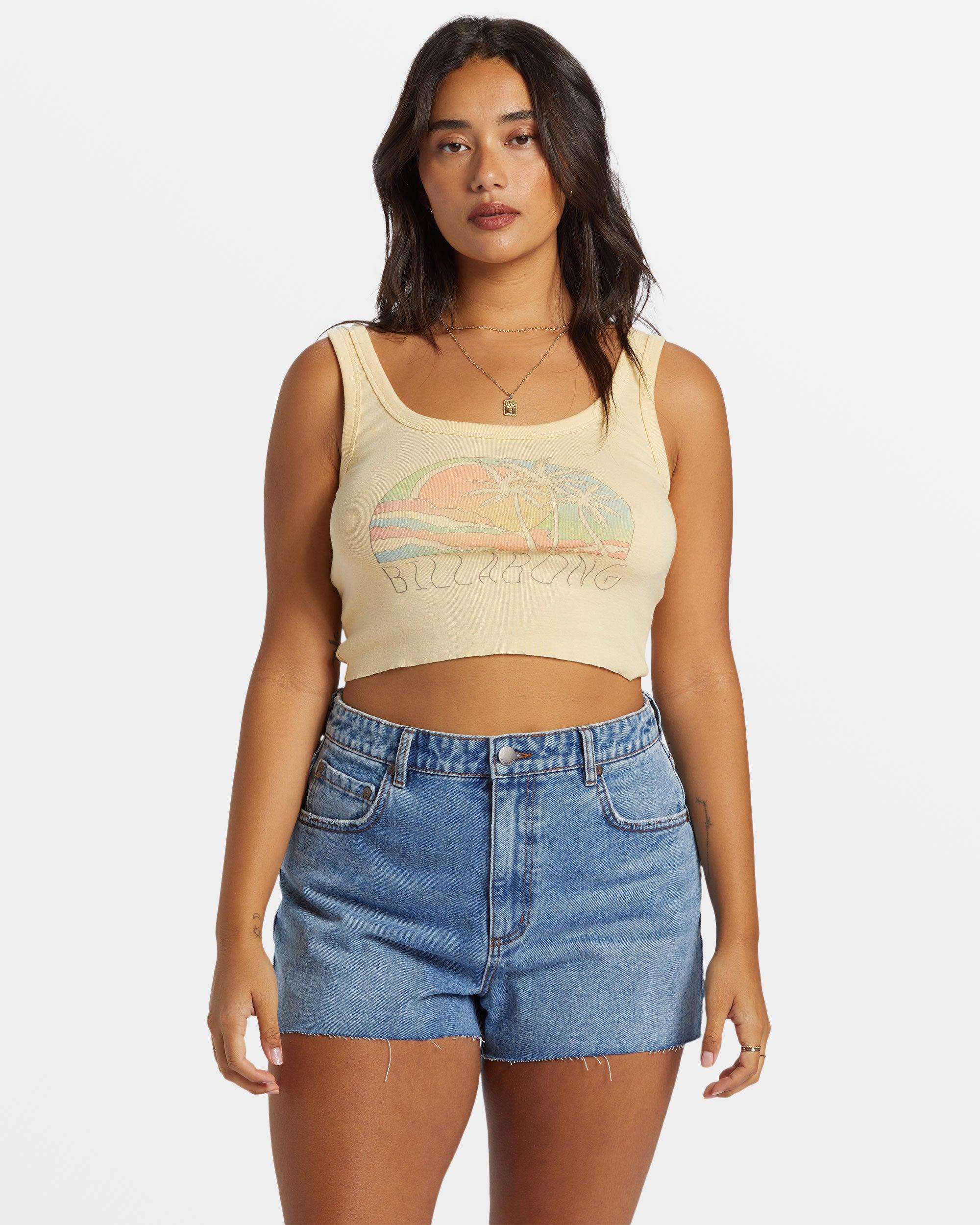 Escape To Nature Cropped Tank Top - Retro Yellow Female Product Image