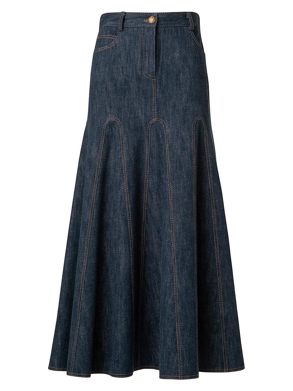 Womens Cotton-Wool Godet Midi-Skirt product image