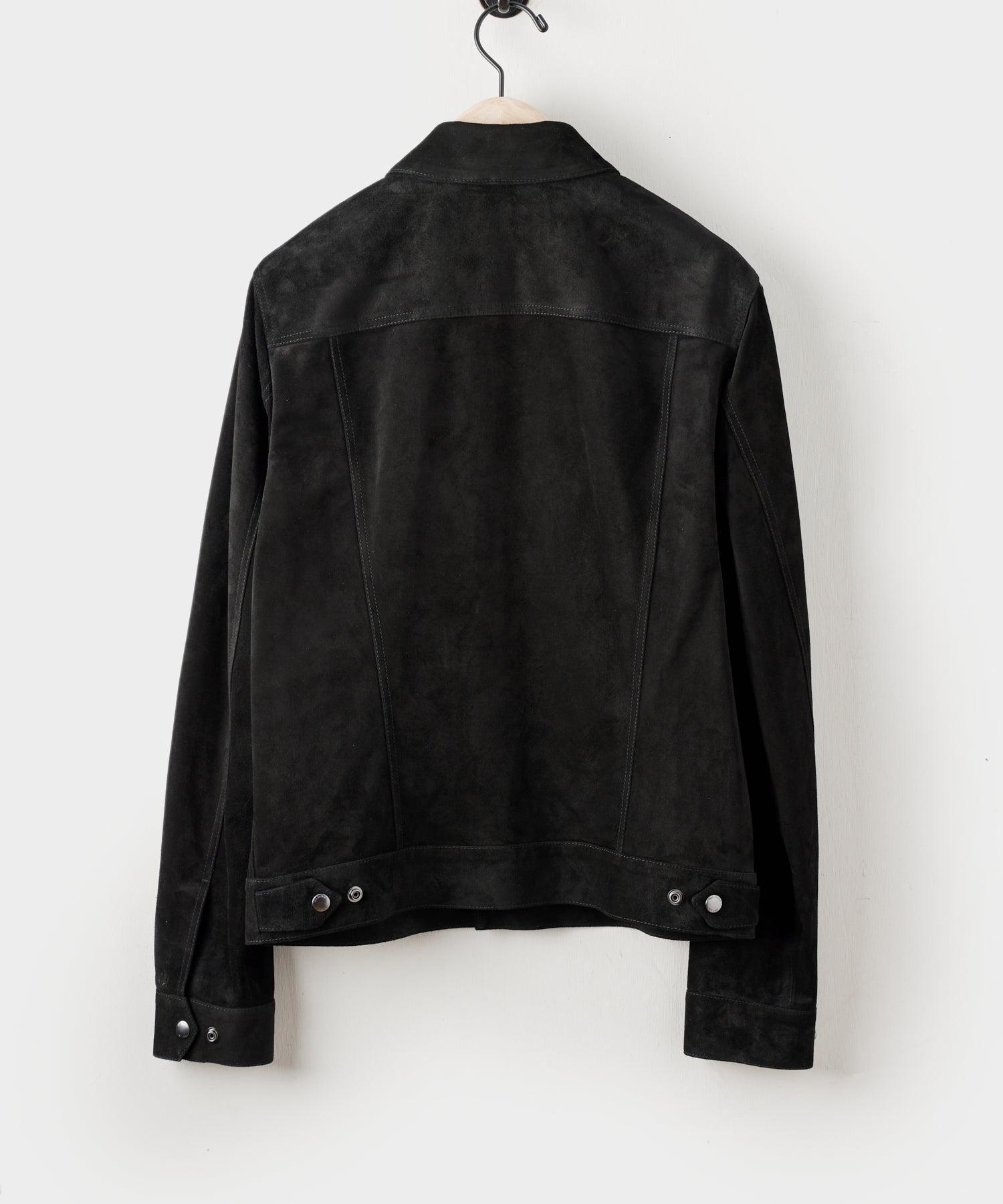 Italian Suede Snap Dylan Jacket in Black Product Image